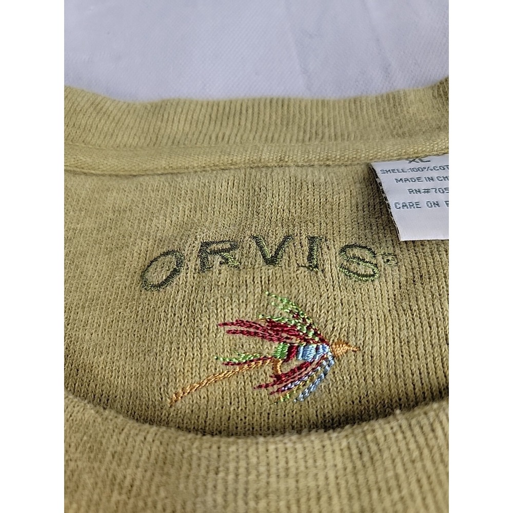 Orvis Ribbed Cotton Top Womens XL Green Long Sleeve Crewneck Side‎ Slit Outdoor - Picture 2 of 13
